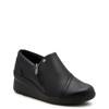 Women's Sutton Zip Wide Width Wedge Slip-on BLACK LEATHER WIDE view