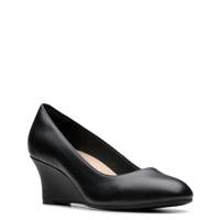Olivette Pearl Wedge Pump BLACK LEATHER WIDE view