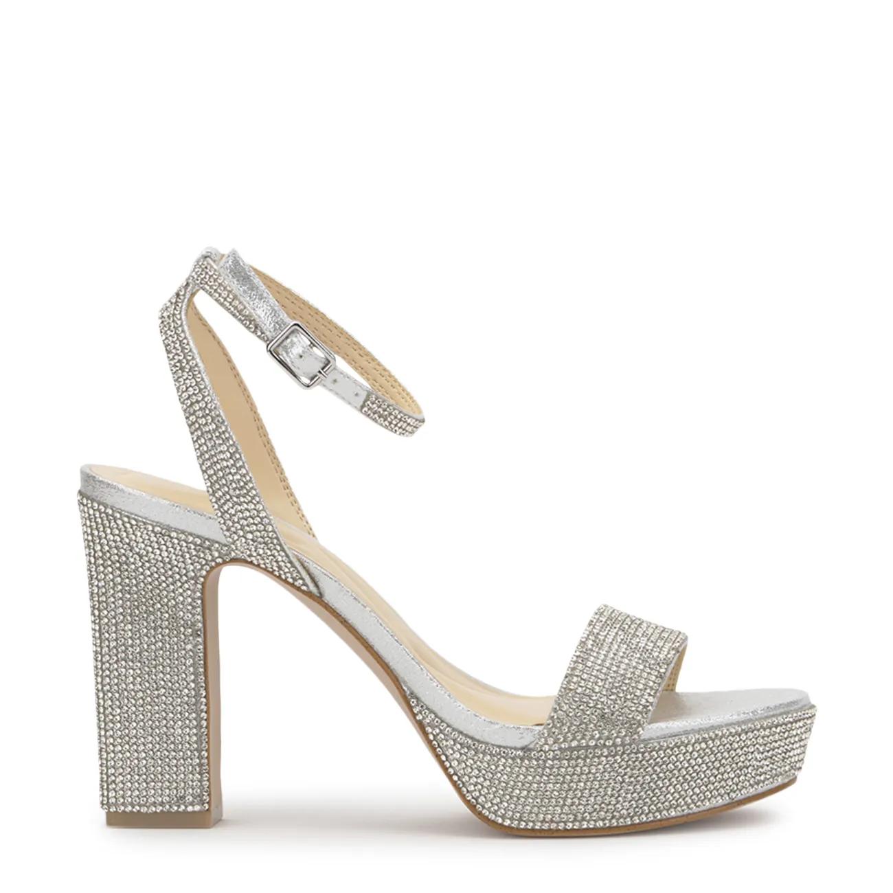 Bronx - Furrow - Sandali a gabbia con tacco argento metallizzato