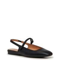 Womens' Connie Slingback Mary Jane Flat BLACK LEATHER view