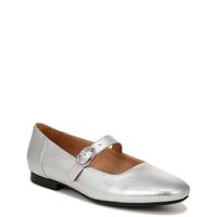 Women's Kelly Wide Width Mary Jane Flat SILVER LEATHER view