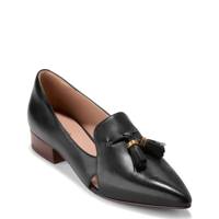 Womens' Vanya Tassel Flat Black Leather view