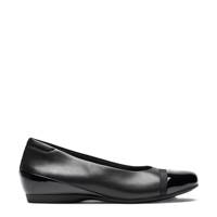 Cathrynn Dusk Wide Width Flat BLACK LEATHER WIDE view