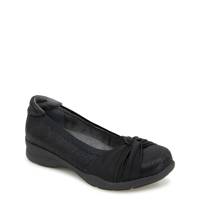 Women's Tara Flat BLACK LEATHER WIDE view