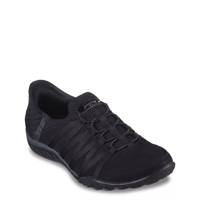 Women's Hands Free Slip-Ins Relaxed Fit Breathe-Easy Roll-With-Me Wide Width Sneaker Black Wide view