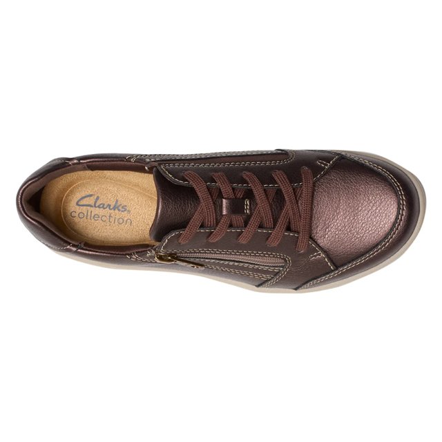 (取寄) クラークス レディース バイラ Clarks women Bryianne Bayla Bronze llic Leather Clarks Women's Bryianne Bayla Sneaker | The Shoe Co.