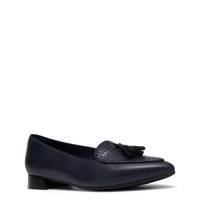 Women's Natalyn Quartz Flat NAVY LEATHER WIDE view