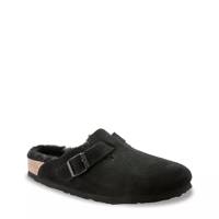 Women's Boston Shearling Clog Black Suede view
