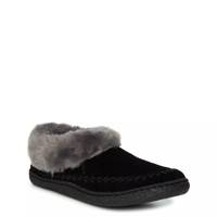 Women's Cozy Indoor Moccasin Slipper Black Suede view