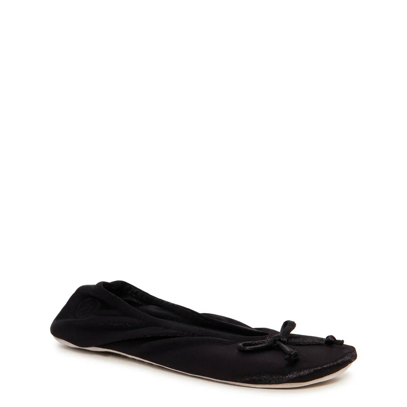 Isotoner Womens Stretch Satin Classic Ballerina Slipper