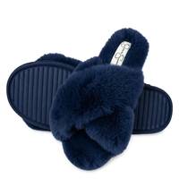 Women's High Plush Slide Slippers NAVY view