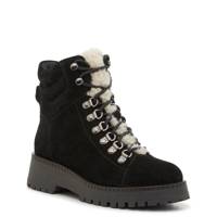 Women's Hopper Lace Up Combat Boot BLACK SUEDE view