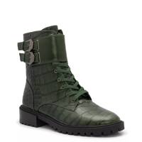 Fawdry Moto Combat Boot DEEP GREEN LEATHER view