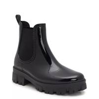 Women's Short Waterproof Chelsea Rain Boot Shiny Black view