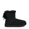 Women's Classic Double Bow Mini Winter Bootie BLACK SUEDE view
