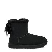 Women's Classic Double Bow Mini Winter Bootie BLACK SUEDE view