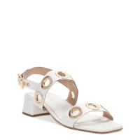 Women's Rivets Heeled Sandal WHITE GOLD view