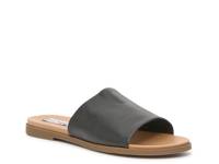 Karolyn Wide Width Flat Sandal BLACK LEATHER WIDE view
