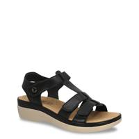 Women's Caitlyn Wide Width Wedge Sandal BLACK LEATHER view