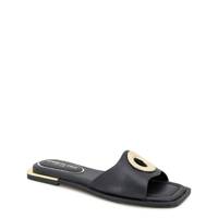 Women's Asher Flat Sandal BLACK LEATHER view