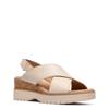 Women's Diaz Cross Wide Width Wedge Sandal CREAM LEATHER WIDE view