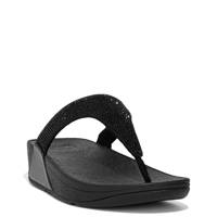Women's Lulu Crystal Embellished Toe-Post Sandal ALL BLACK view
