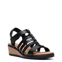 Women's Kacha Step Wedge Sandal BLACK LEATHER view