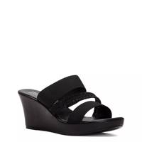 Elastic Wedge Wide Width Sandal Black Wide view