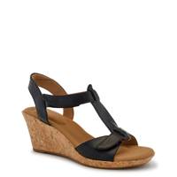 Women's Briah Wedge Sandal BLACK LEATHER WIDE view