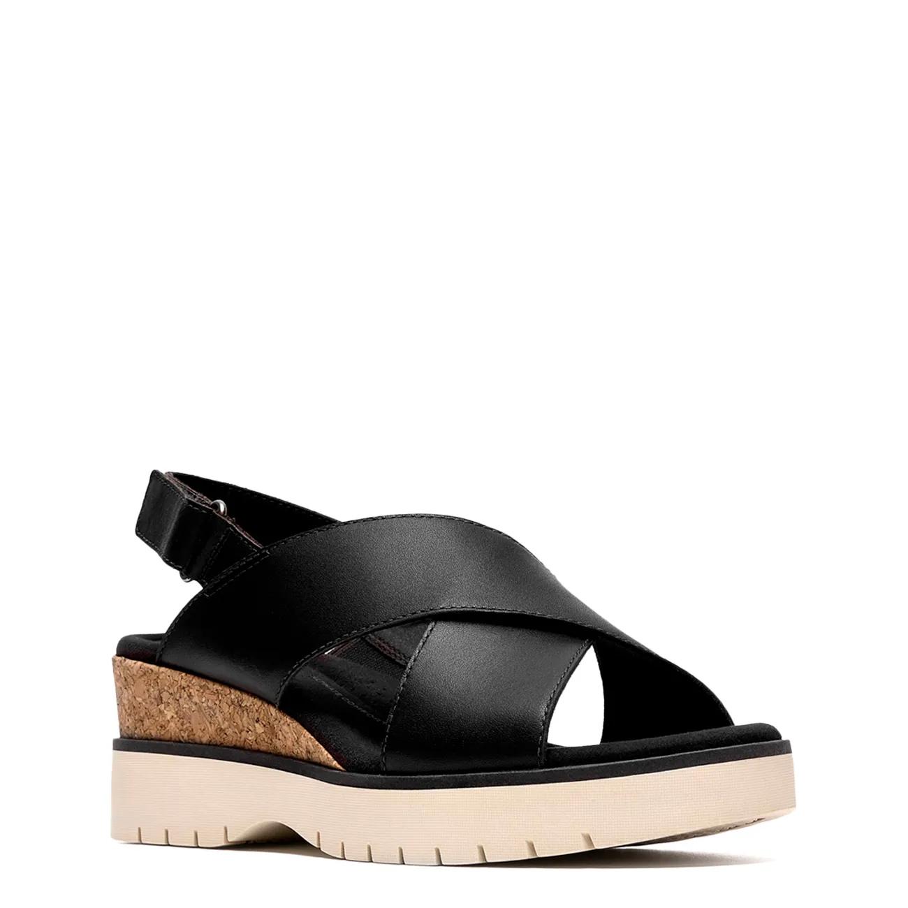 Clarks Women's Diaz Cross Wide Width Wedge Sandal In Black