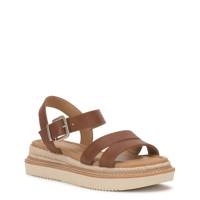 Women's Flatform Espadrille Sandal BROWN LEATHER  view
