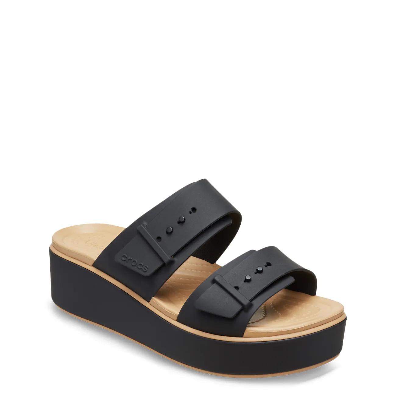 靴 Front cross ribbon platform sandal black Crocs Women's Brooklyn Buckle Wrap Platform Sandal | DSW Canada