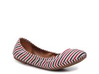 Emmie Ballet Flat Red/White/Blue Striped Canvas view