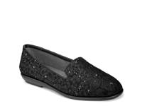 Betunia Loafer Black Floral Lace Fabric view