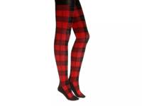 Plaid Women's Sweater Tights Red/Black/Purple view