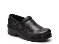 Naples Work Clog Black/Grey Floral Embossed Leather view