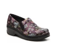Naples Work Clog Dark Purple Floral Print Leather view