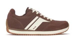 A side view of the Rena Nylon/Suede Lace-Up in chocolate.