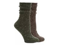 Ribbed Women's Boot Socks - 2 Pack Green/Brown view