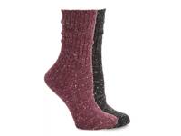 Ribbed Women's Boot Socks - 2 Pack Berry/Black view