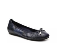 Minna Ballet Flat Navy Embossed Leather view