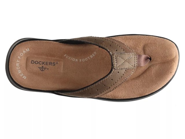 Dockers Tan and Brown Laguna Memory Foam Flip-Flops Dockers Men main image 2