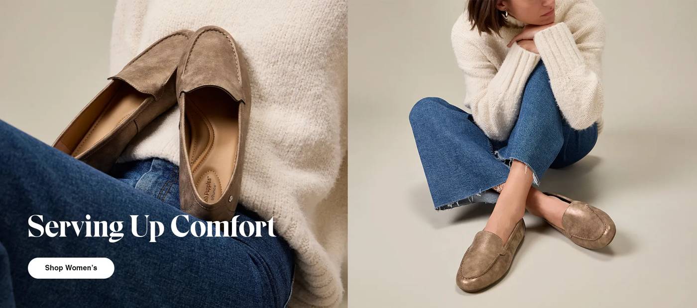A woman sitting on the floor in a pair of gold flats.