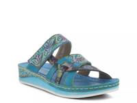 Caiman Wedge Sandal Blue view