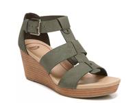 Barton Wedge Sandal Olive Green Snake Print view