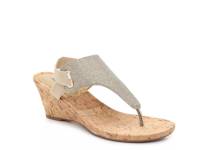 All Good Wedge Sandal Gold Metallic Shimmer Fabric view