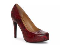 Parisah Platform Pump Dark Red/Black Snake Print Faux Leather view