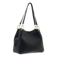 Triple Compartment Shoulder Bag BLACK view