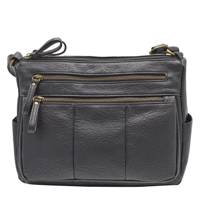Women's Double Zip Shoulder Bag BLACK view