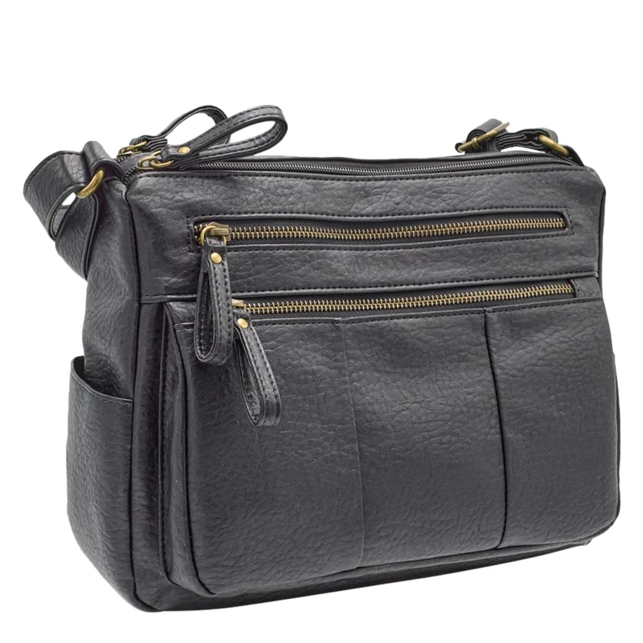 Women's Double Zip Shoulder Bag